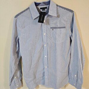 Tommy Hilfiger Boy's Blue Striped Long Sleeve Shirt - Size XL